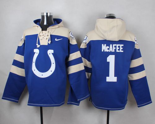 Nike Colts #1 Pat McAfee Royal Blue Player Pullover NFL Hoodie - Click Image to Close